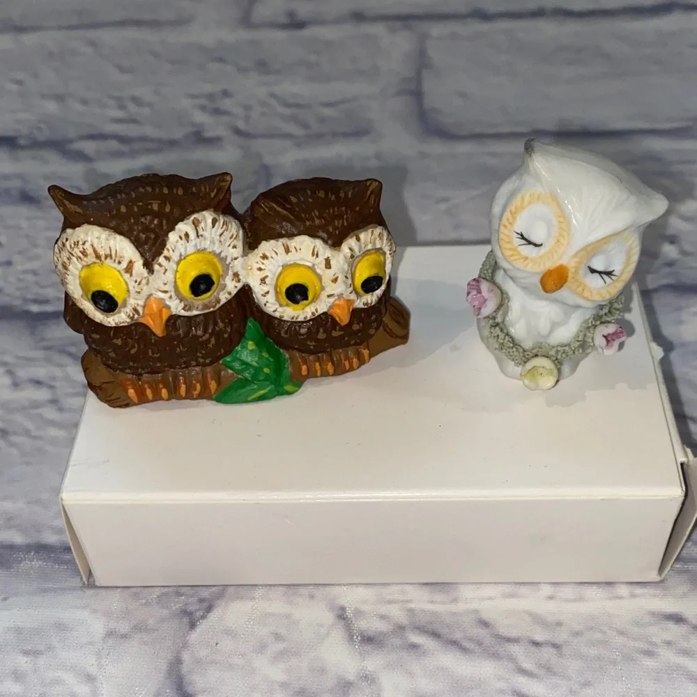 Two Vintage Owl Figurines
